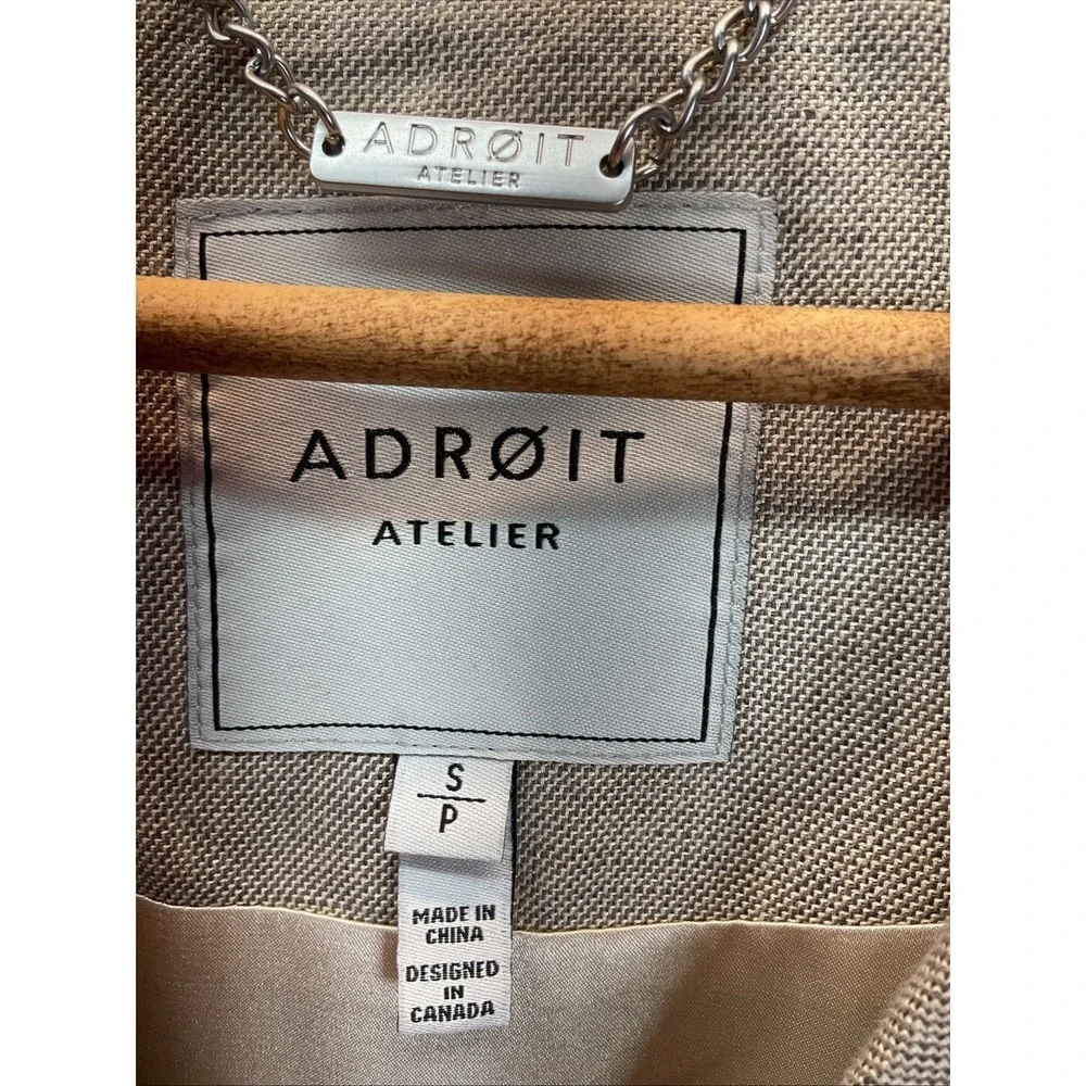ADROIT‎ ATELIER Double Breasted Linen Blend Blazer Cropped Jacket SM office